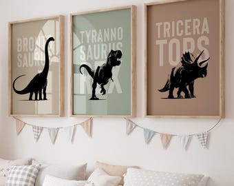 Dinosaur Wall Art Set of 3 Prints, Dino Boys Room Wall Decor, Toddler Room Decor Dinosaur Posters