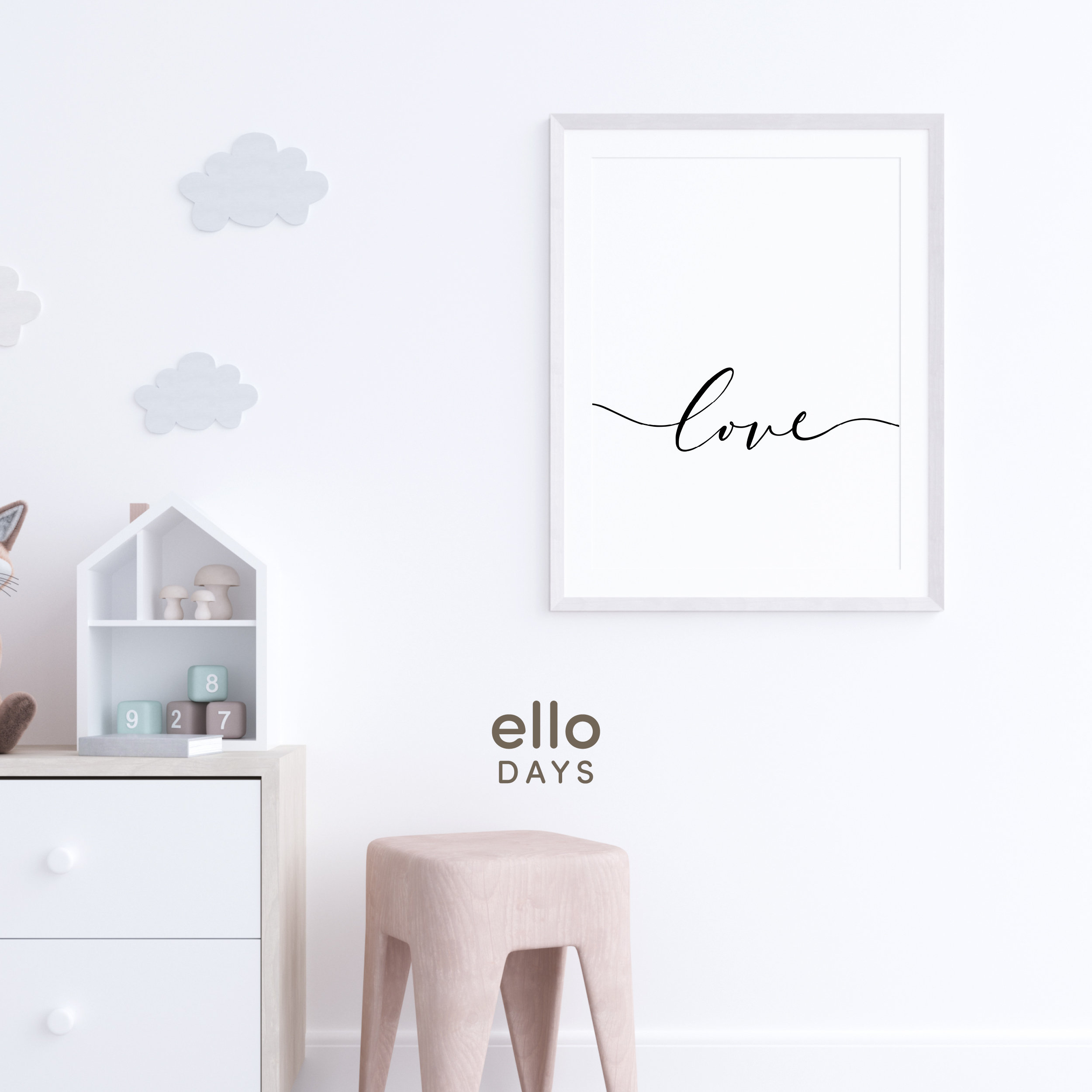 Love Script Printable Wall Art, Love Calligraphy Print, Valentine ...