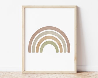 Rainbow Watercolor Printable Wall Art Poster | Neutral Baby Nursery Decor Print | Kids Room Classroom Playroom Decoration | Digital Download