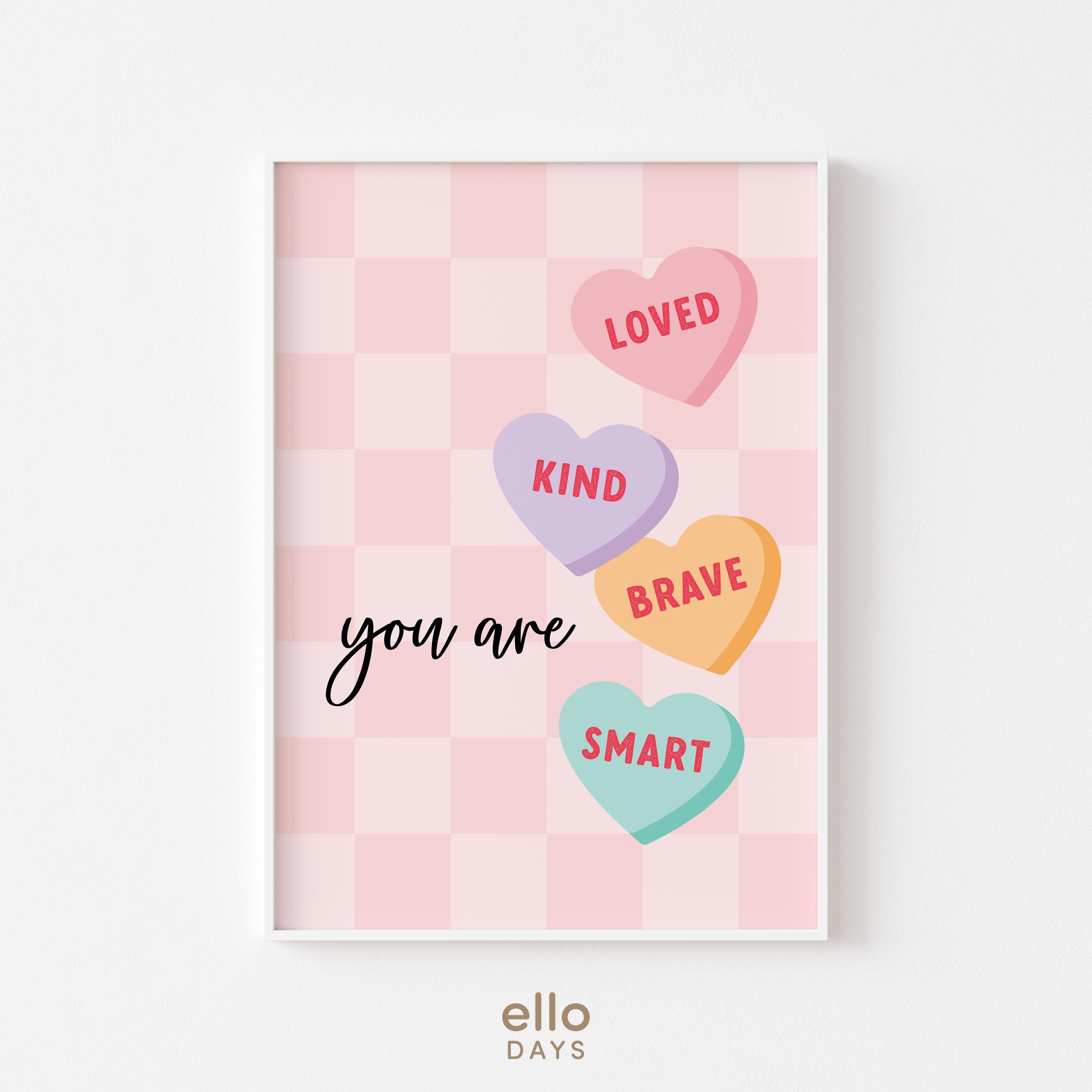 Valentine Positive Affirmations Wall Art, Pink Valentine Decor Print ...
