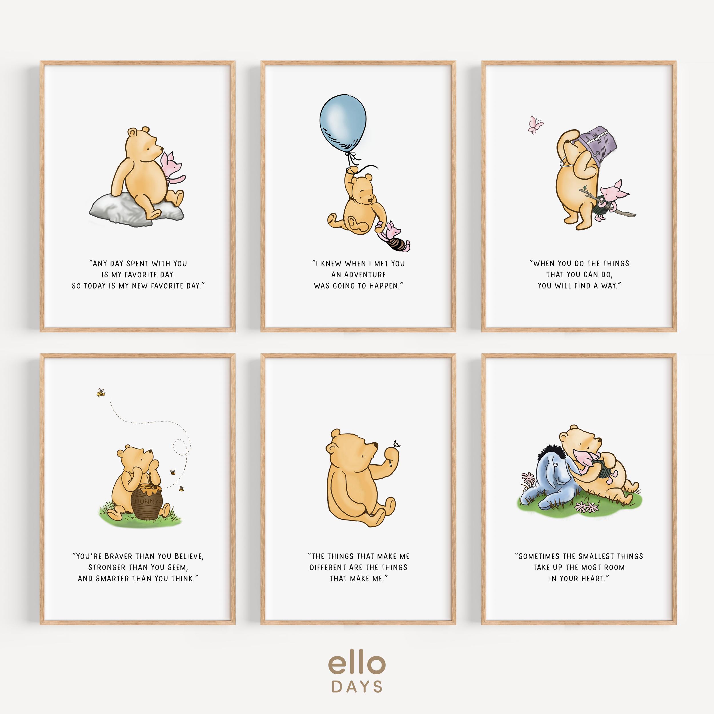 Classic Winnie-the-pooh Favorite Quotes Gallery Wall Set Poster, Winnie ...