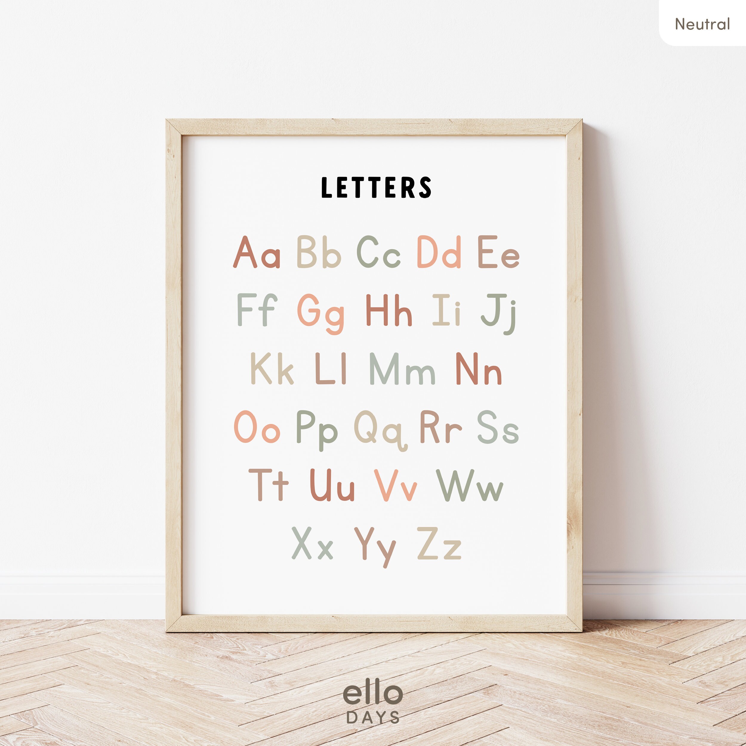 Neutral Alphabet Educational Poster, Classroom ABC Chart Wall Sign ...