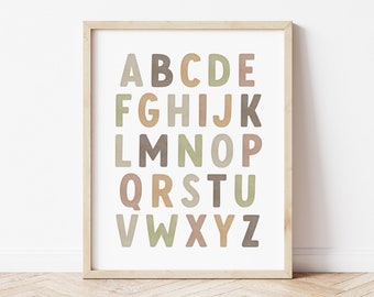 Neutral Alphabet Printable Wall Art Poster | Educational ABC Poster | Kids Room Playroom Homeschool Classroom Nursery Decor | Digital Print