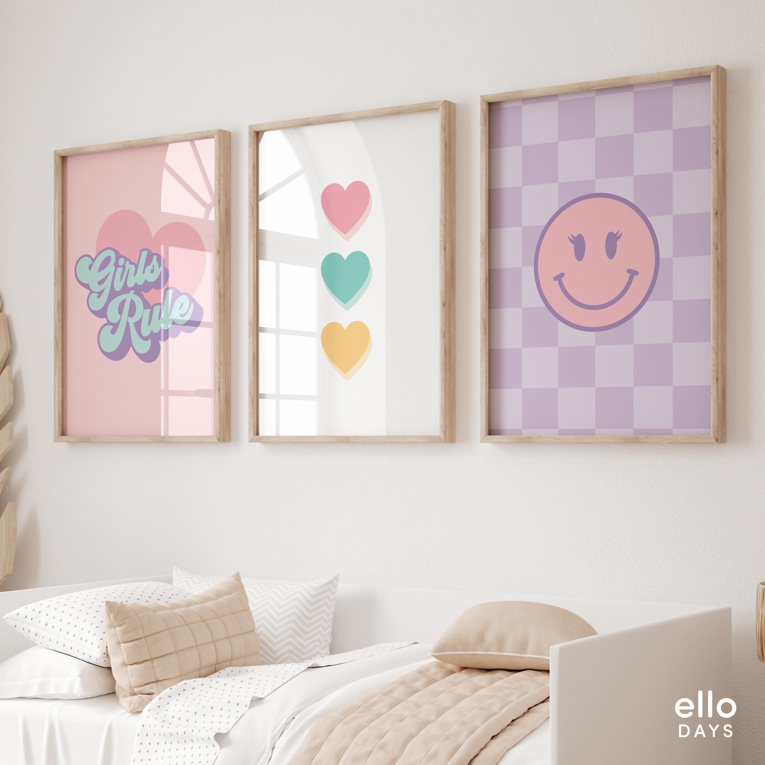 Girl Room Decor Posters Gallery Wall Set of 6, Girl Playroom Prints