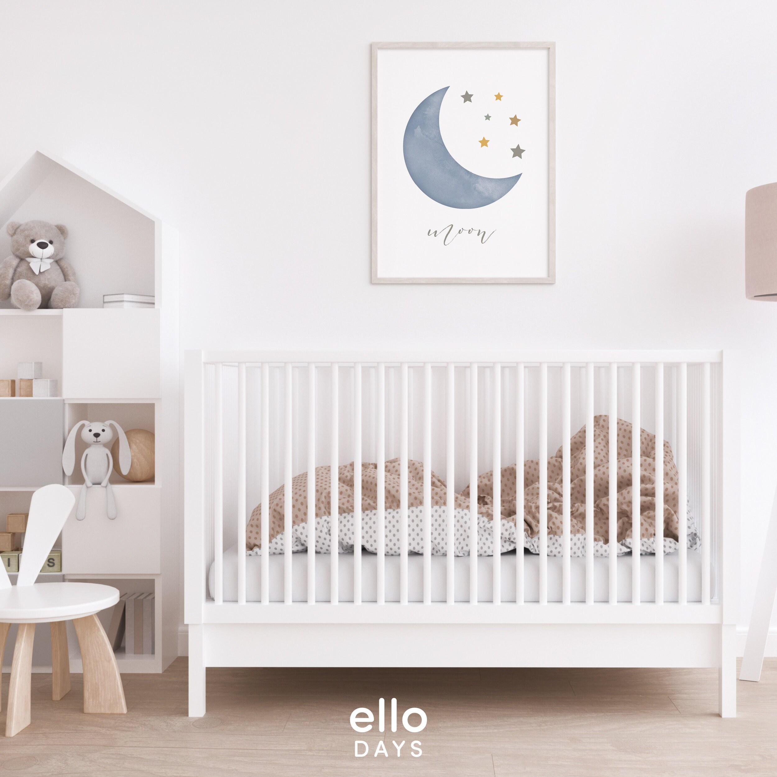 Sun Moon Star Set of 3 Nursery Wall Art Printable Celestial Baby Kids ...