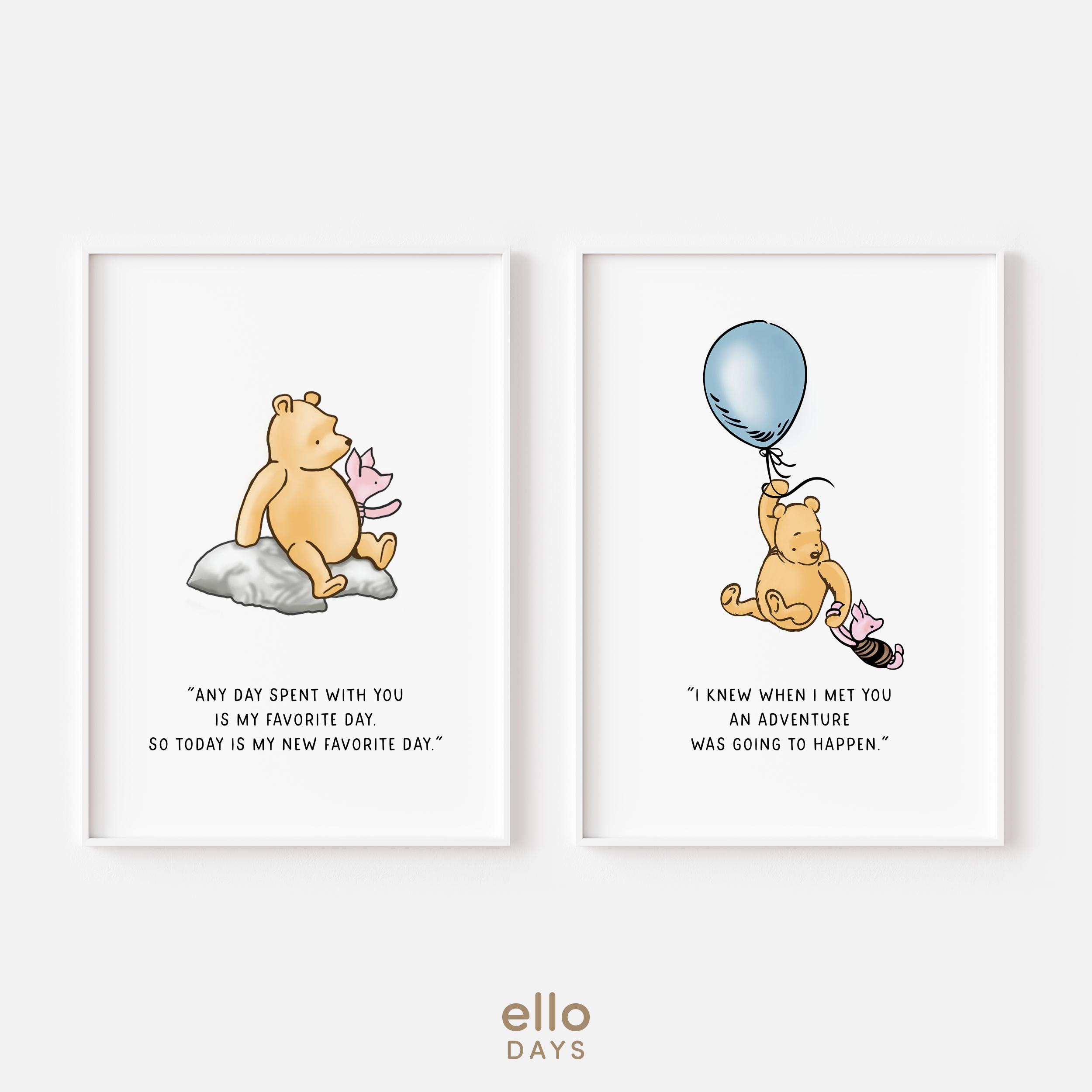 Classic Winnie-the-pooh Favorite Quotes Gallery Wall Set Poster, Winnie ...