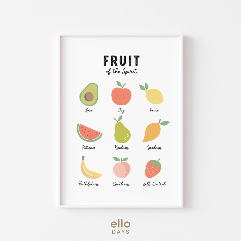 Fruit of the Spirit Christian Wall Art Printable, Scripture Wall Art ...