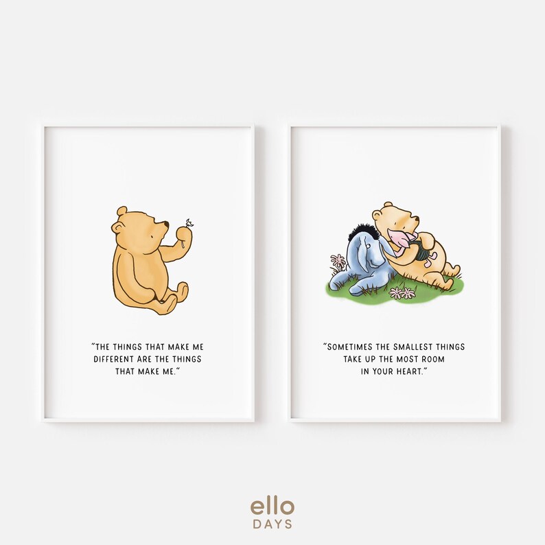 Classic Winnie-the-pooh Favorite Quotes Gallery Wall Set Poster, Winnie ...
