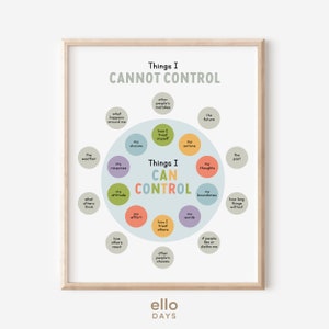 Things I Can Control Poster, School Counselor Therapy Wall Sign, Calming Corner Decor, Mental Health Print