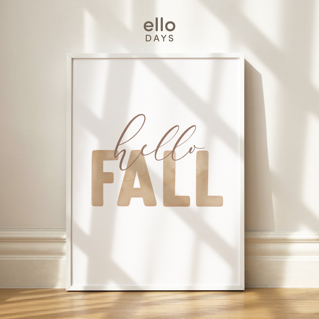 Hello Fall Printable Wall Art Poster | Fall Season Wall Decor Print ...
