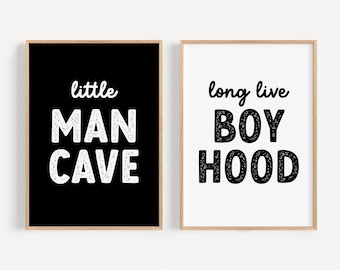 Little Man Cave Long Live Boyhood Wall Art Printable Bundle / Baby Toddler Boys Kids Room Decor / Playroom Poster Print / Digital Download