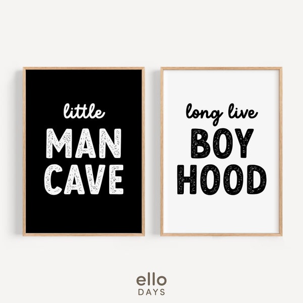 Little Man Cave Long Live Boyhood Wall Art Printable Bundle | Baby Toddler Boys Kids Room Decor | Playroom Poster Print | Digital Download