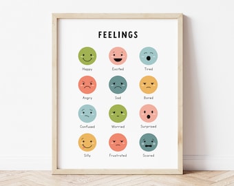 Toddler Feelings Educational Print, Playroom Poster, Calm Down Corner, Preschool Classroom Decor, Montessori Bedroom Wall Art