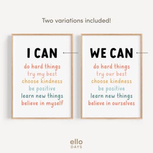 Affirmations for Kids Poster Set of 3, Daily Affirmations Wall Art Bundle, I Am I Can Words of Affirmations for Kids, Classroom Decor Set image 5