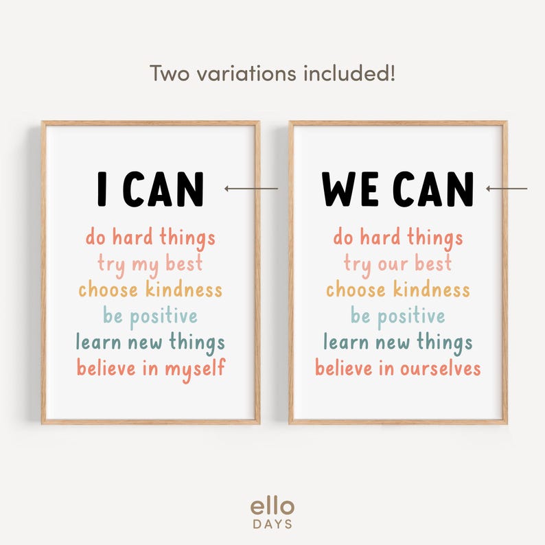 Affirmations for Kids Poster Set of 3, Daily Affirmations Wall Art Bundle, I Am I Can Words of Affirmations for Kids, Classroom Decor Set image 5