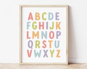 Rainbow Alphabet Printable Wall Art Poster | Educational ABC Poster | Kids Room Playroom Homeschool Classroom Nursery Decor | Digital Print