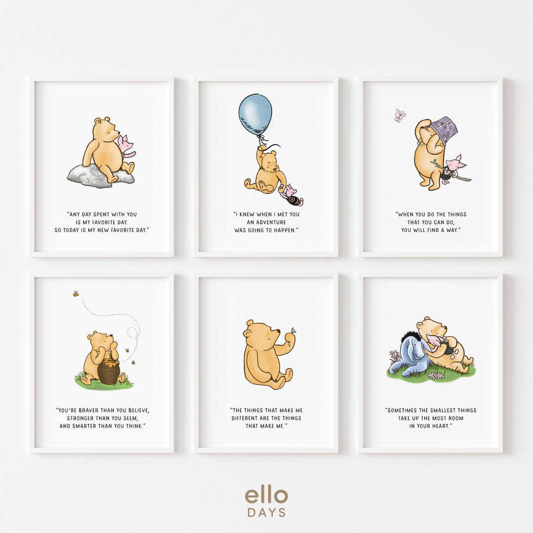 Classic Winnie-the-pooh Favorite Quotes Gallery Wall Set Poster, Winnie ...
