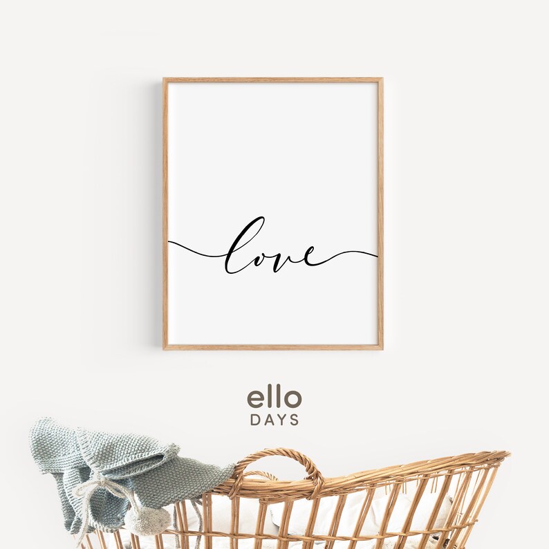 Love Script Printable Wall Art, Love Calligraphy Print, Valentine ...