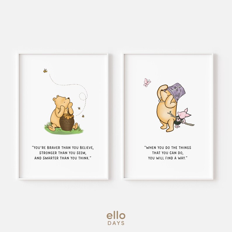 Classic Winnie-the-pooh Favorite Quotes Gallery Wall Set Poster, Winnie ...