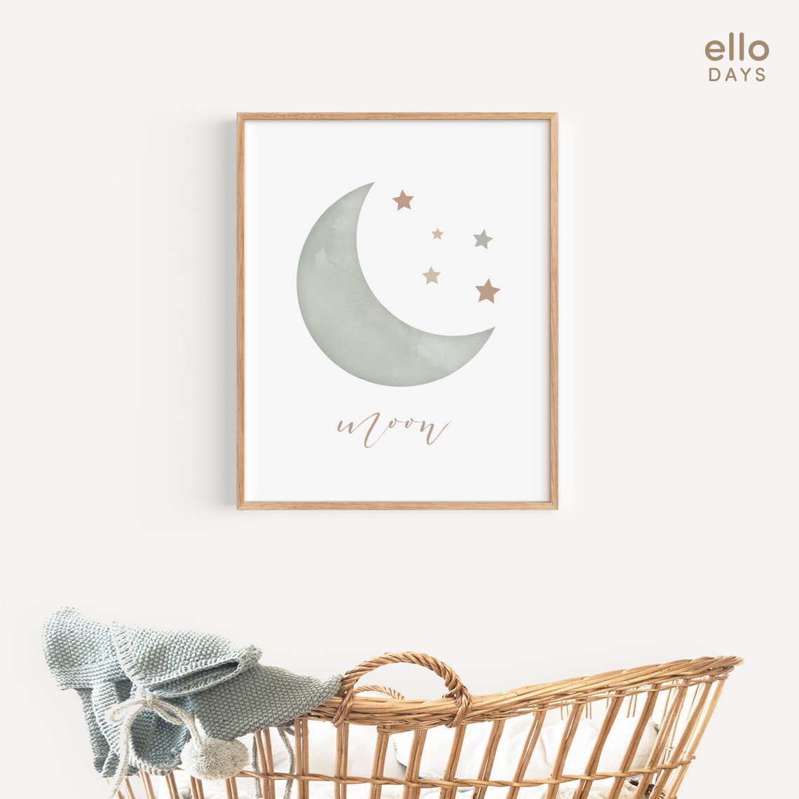 Neutral Moon Nursery Decor Wall Print, Celestial Space Wall Art ...