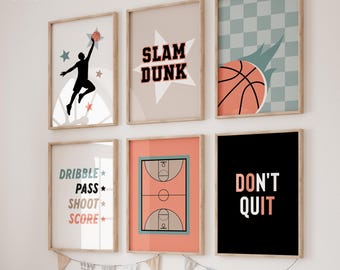 Basketball Wall Art, Boys Room Wall Decor Basketball Gallery Wall Art Set of 6, Sports Wall Art, Boy Bedroom Prints, Teen Boy Wall Decor