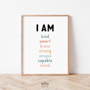 Daily Affirmations for Kids Wall Art, Words of Affirmations Poster, I Am Affirmations Print, Classroom Affirmations Decor, Positive Decor