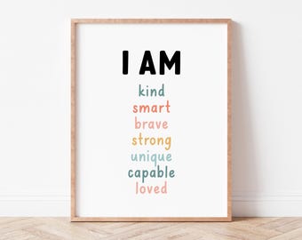 Daily Affirmations for Kids Wall Art, Words of Affirmations Poster, I Am Affirmations Print, Classroom Affirmations Decor, Positive Decor