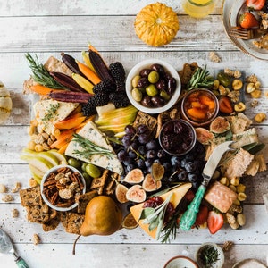 Template for grazing table, charcuterie board, or cheese platter for DIY catering events, bachelorette parties, birthdays, weddings.