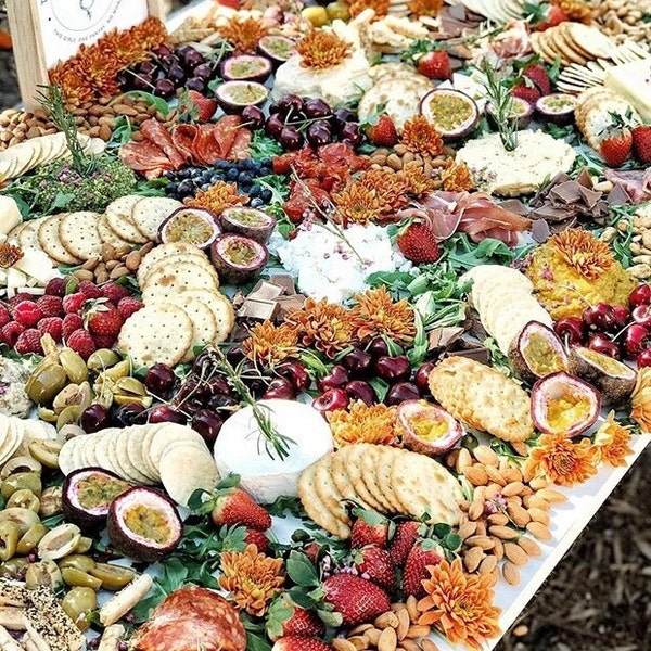 Giant grazing table template, charcuterie board, cheese platter for DIY catering events, bachelorette parties, birthdays, weddings ANY SIZE.