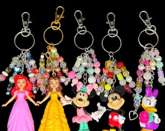 ¡DISNEY! Dijes para bolso Disney hechos a mano con cuentas/Llaveros de Mickey y Minnie Mouse/Llaveros de Princesas Disney/Dije para bolso de la Pata Daisy