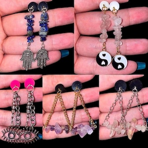 Handmade silicone dangle plugs/Soft silicone ear gauges-plugs/Quartz ear plugs