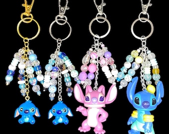 Handgjord pärlbesatt Disney Lilo & Stitch-väskaberlock/Disney Stitch-nyckelring/Pärlbesatt Stitch-väskaberlock/Disney Stitch-väskaberlock