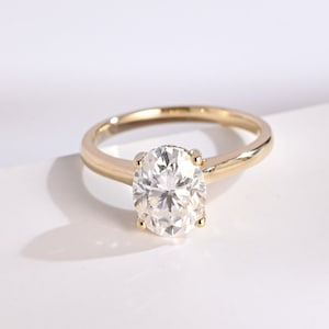 Oval Cut Moissanite Engagement Ring with Hidden Halo/ 9K/14K/18K Solid Gold Wedding Ring/ Anniversary Gift for Her/ Promise Ring for Women