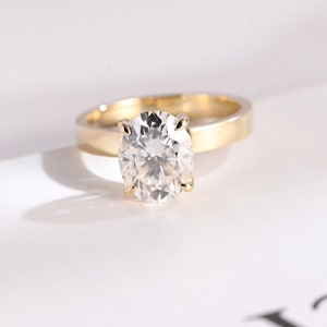 3mm Solid Gold Minimalist Oval Cut Moissanite Engagement Ring, Promise Ring, Proposal Ring, Anniversary Gift for Wife, Birthday Gift for Her