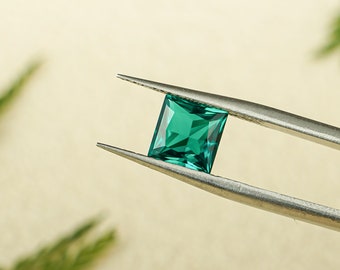 Lab Grown Princess Cut AAA Quality Emerald Loose Stone for Jewelry Making/ Gemstones Supplies Lab Created/ Dainty Birthday Gift