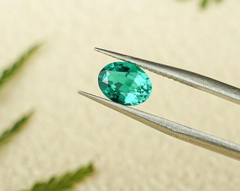 Lab Grown Oval Cut AAA Quality Emerald Loose Stone for Jewelry Making/ Gemstones Supplies Lab Created/ Dainty Birthday Gift