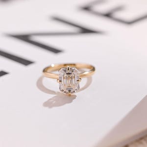 IGI Certified Emerald Cut Lab Grown Diamond Engagement Ring, Solid Gold D/VS1 Diamond Minimalist Bridal Ring, Promise ring, Proposal Ring