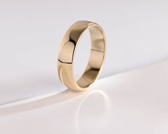 6mm Solid Gold Wedding Band for Men, 14K Yellow Gold Wedding Band, Promise Ring, Anniversary Gift/Birthday Gift for Him, Birthday Gift