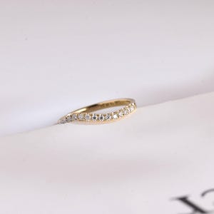 Round Lab Grown Diamond Wedding Band, Solid Gold D/VS1 Diamond Half Eternity Curved Matching Band, Anniversary Gift for Her