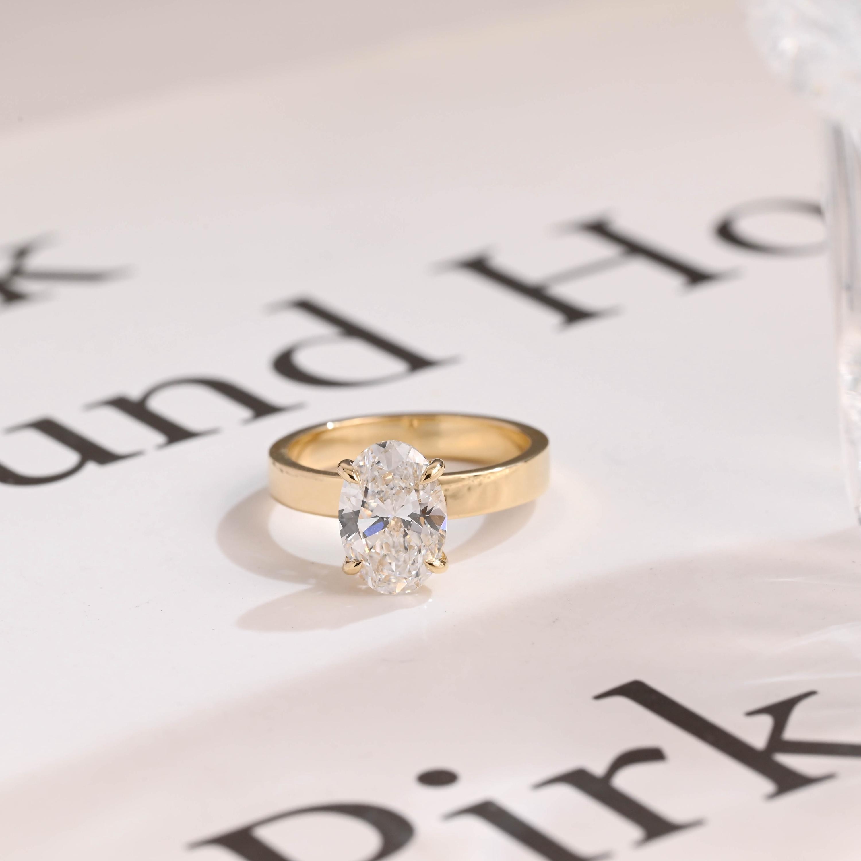 IGI Certified Oval Lab Grown Diamond Engagement Ring, Solid Gold D/VS1 Diamond 3mm Thick Band Promise Ring, Anniversary Gift for Her