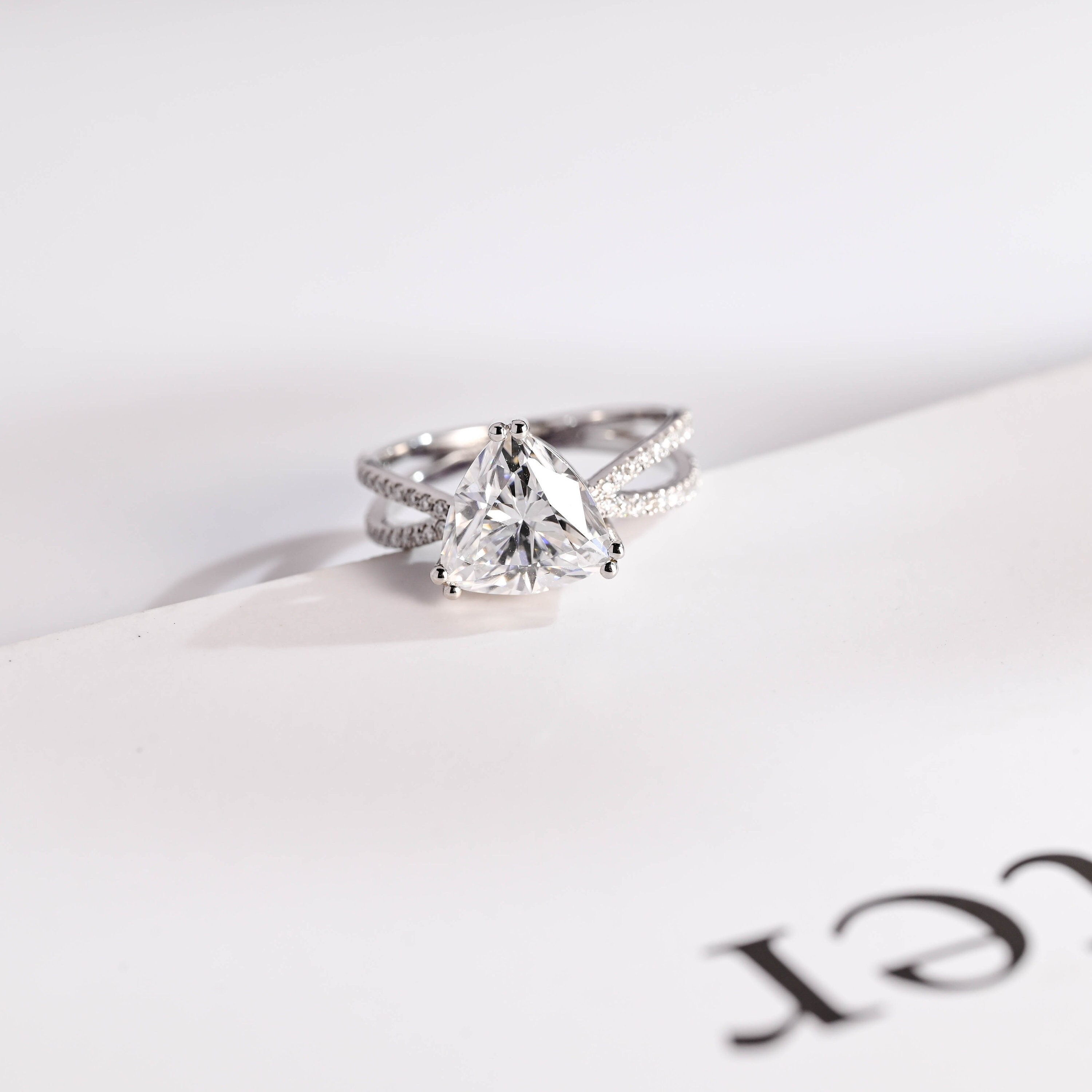 Trillion Moissanite Double Band Ring