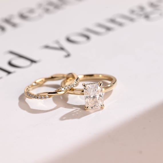 1.5ct Moissanite Engagement Ring - D Color VVS1 Clarity In 18K Gold Plated Sterling Silver