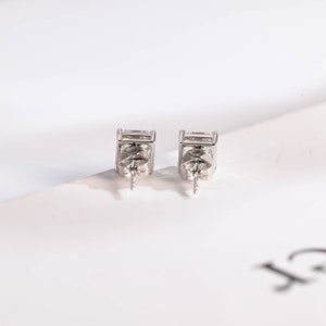 9K/14K/18K Solid Gold Daily Dainty Asscher Cut Moissanite Earrings Stud/ Anniversary Gift for Women/ Christmas Gift for Your Wife image 7