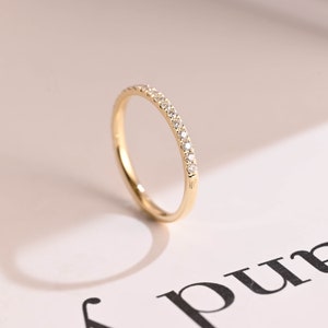 Moissanite Half Pave Wedding Band: Solid Gold Promise Ring