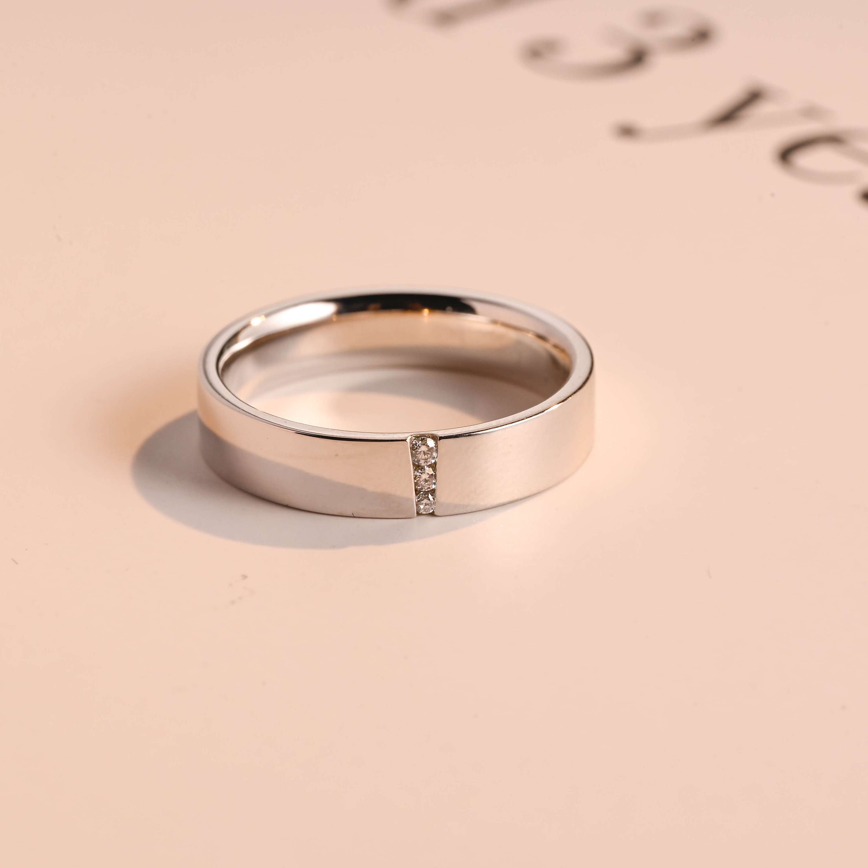 Solid Gold Minimalist White Wedding Band for Men, 5mm Wedding Band, Promise Ring, Anniversary gift/ Birthday Gift for Him/ Husband