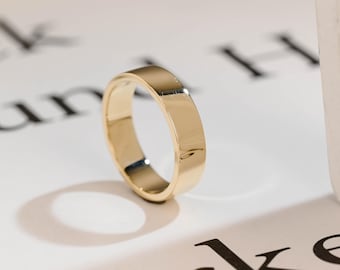 Vigselring i massivt guld, 5 mm, slät för män, RS-0506-SJ-B