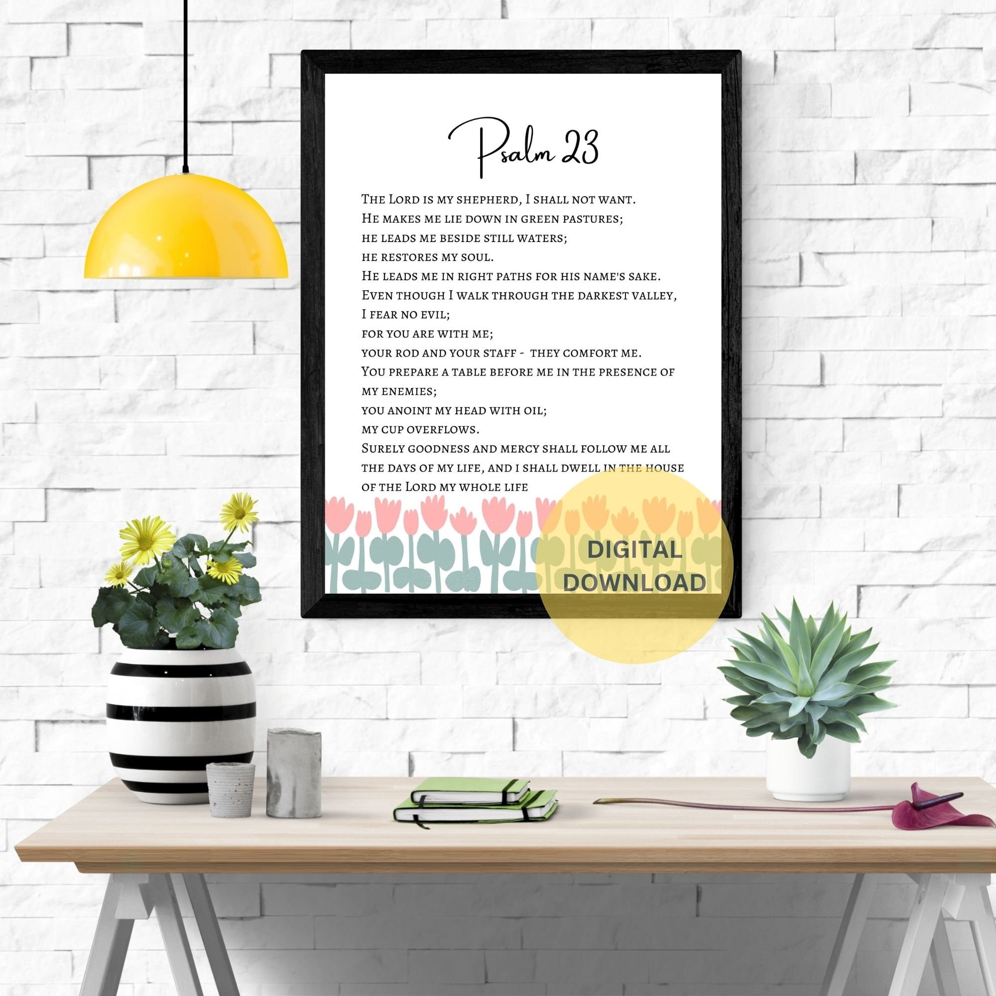 Psalm 23 Bible Verse Printable Bible Quote Scripture Wall Art Digital ...