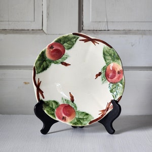 Antique French majolica style plate Choisy le Roi handpainted peaches