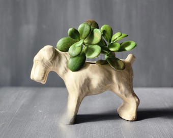 McCoy Pottery ceramic planter terrier vintage white art pottery