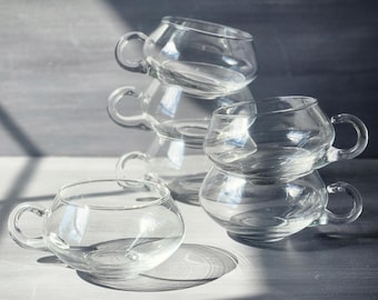 Riekes Crisa Moderno punch cups set of six vintage handblown glass